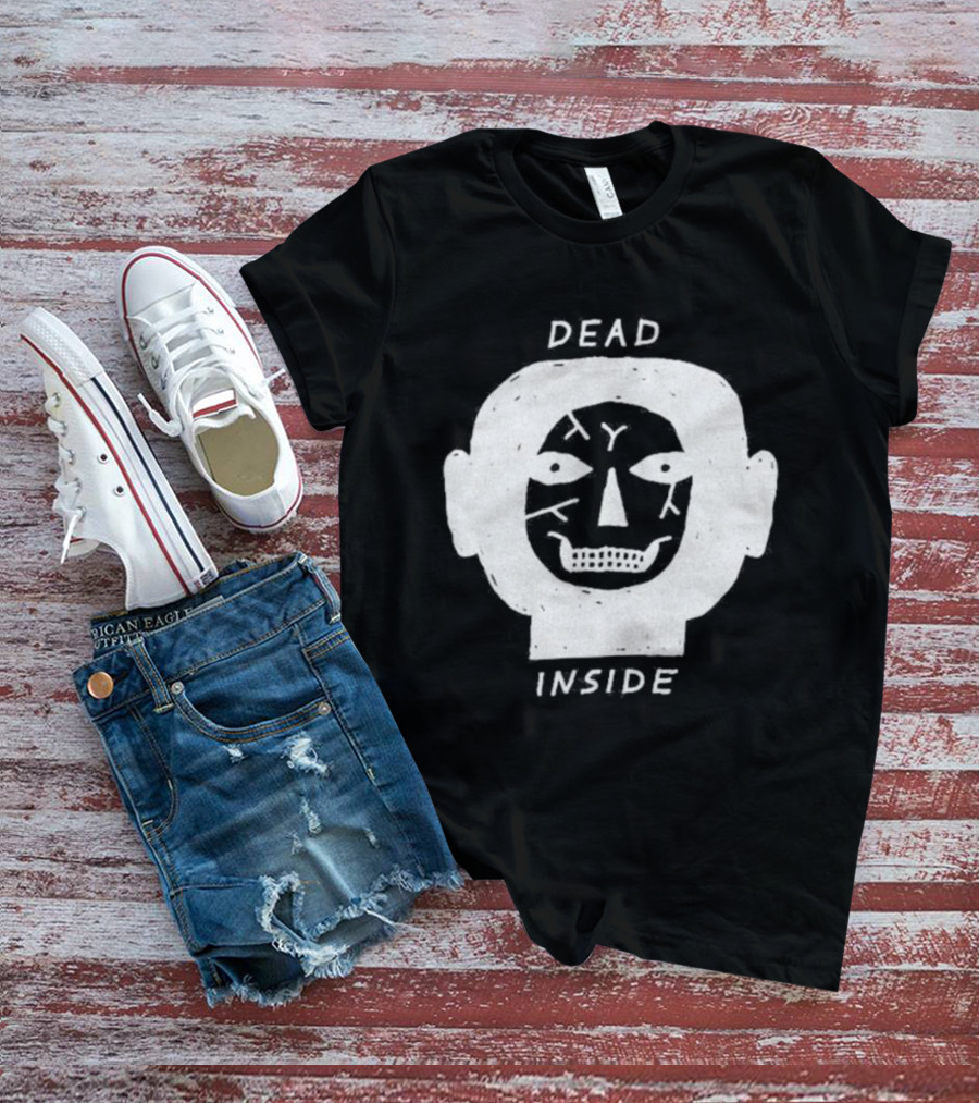 Dead Inside Skull Face Gothic Dark Minimalist T-Shirt