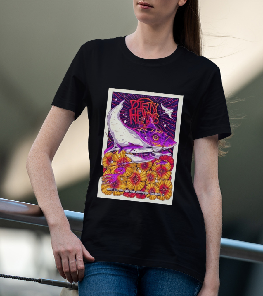 Dirty Heads Long Beach Amphitheater August 18 2026 Vibrant Stingray And Flowers T-Shirt
