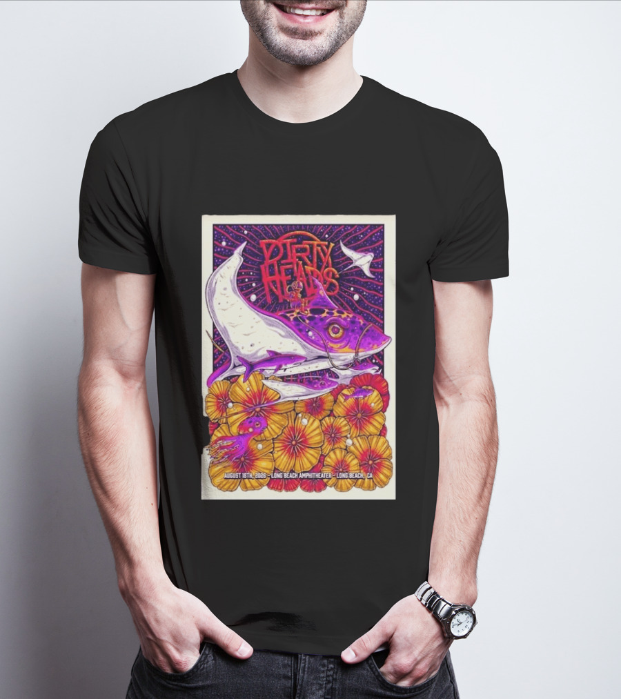 Dirty Heads Long Beach Amphitheater August 18 2026 Vibrant Stingray And Flowers T-Shirt