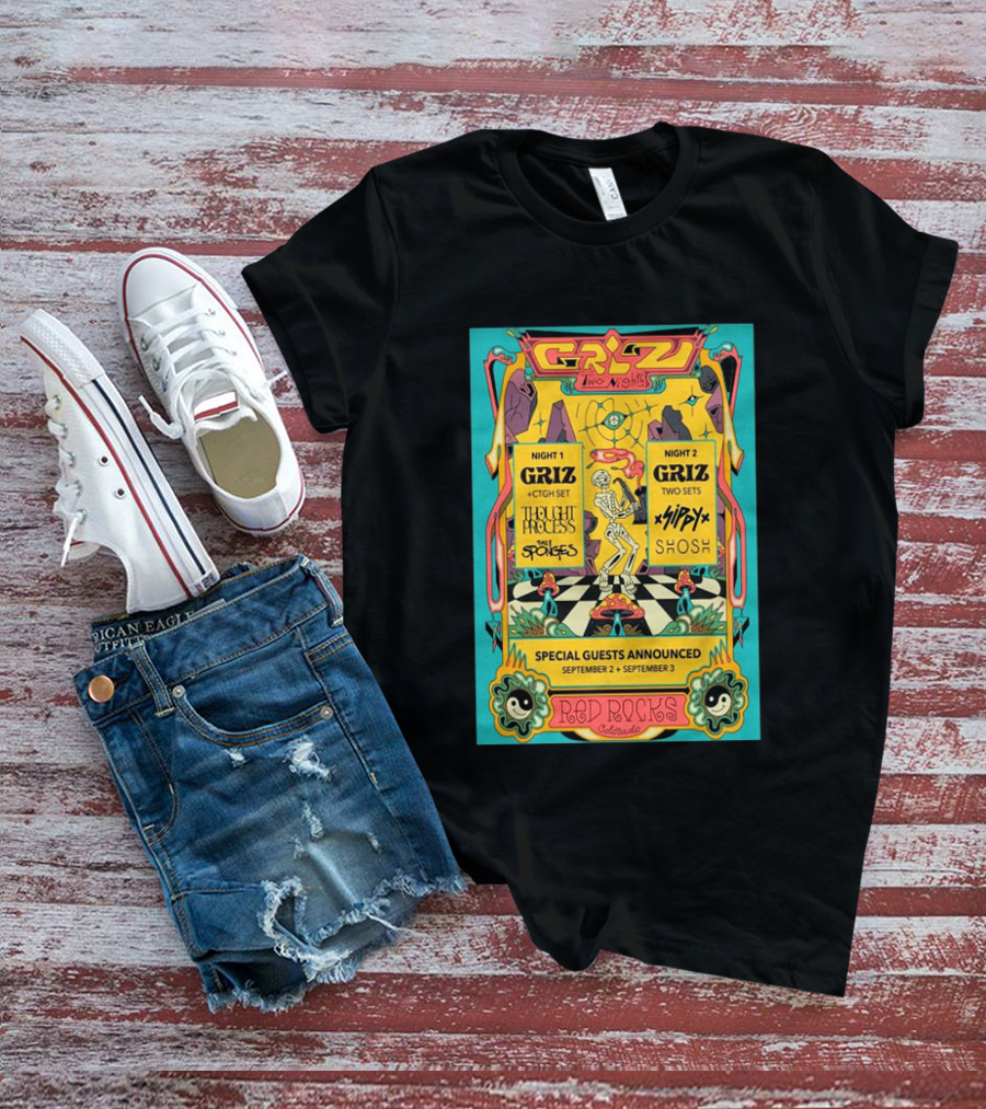 GRiZ Two Nights Red Rocks Amphitheatre Morrison CO Sep 2 3 2026 Special Guests The Sponges Muzzy Shosh T-Shirt
