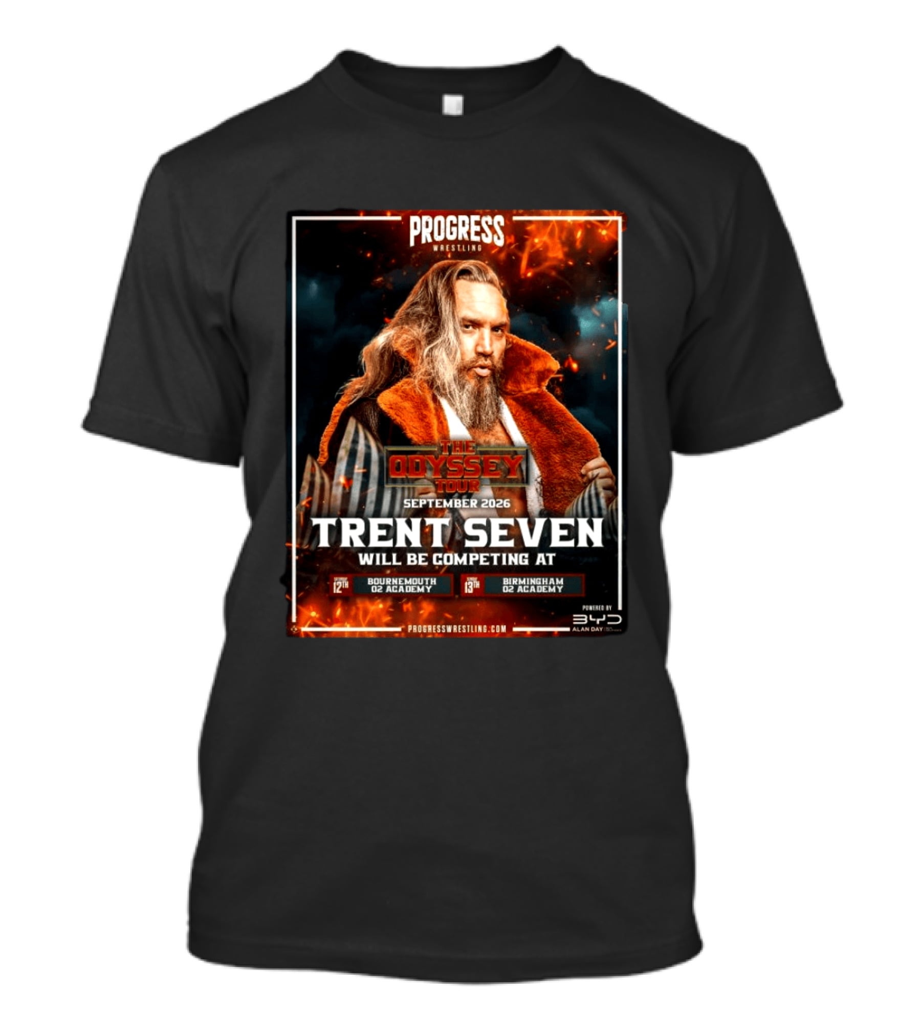 Progress Wrestling Odyssey Tour September 2026 Trent Seven Bournemouth Birmingham O2 Academy T-Shirt