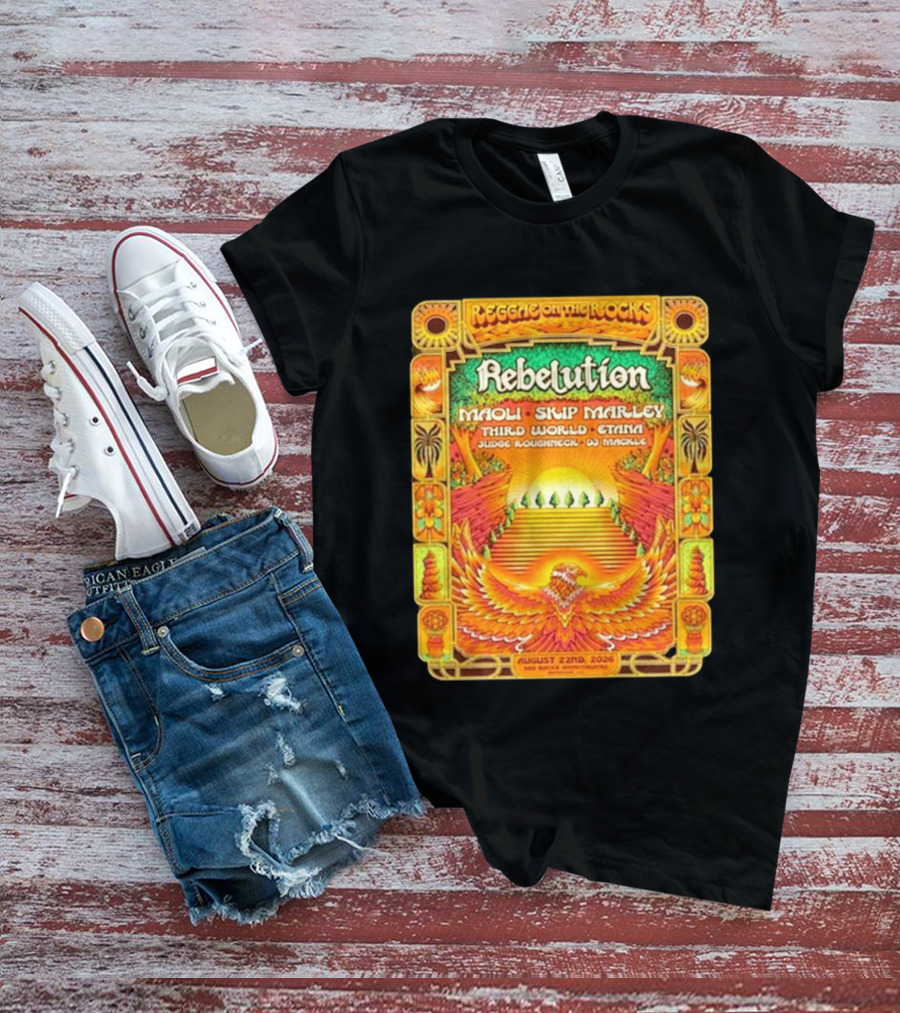 Rebelution Reggae On The Rocks 2026 Maoli Skip Marley Third World Etana August 22nd T-Shirt