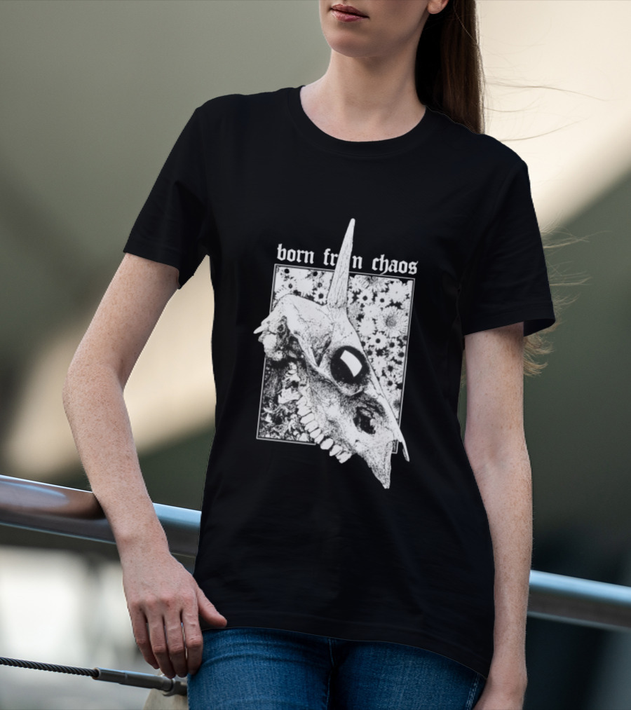 Born From Chaos Animal Skull Floral Gothic Aesthetic T-Shirt