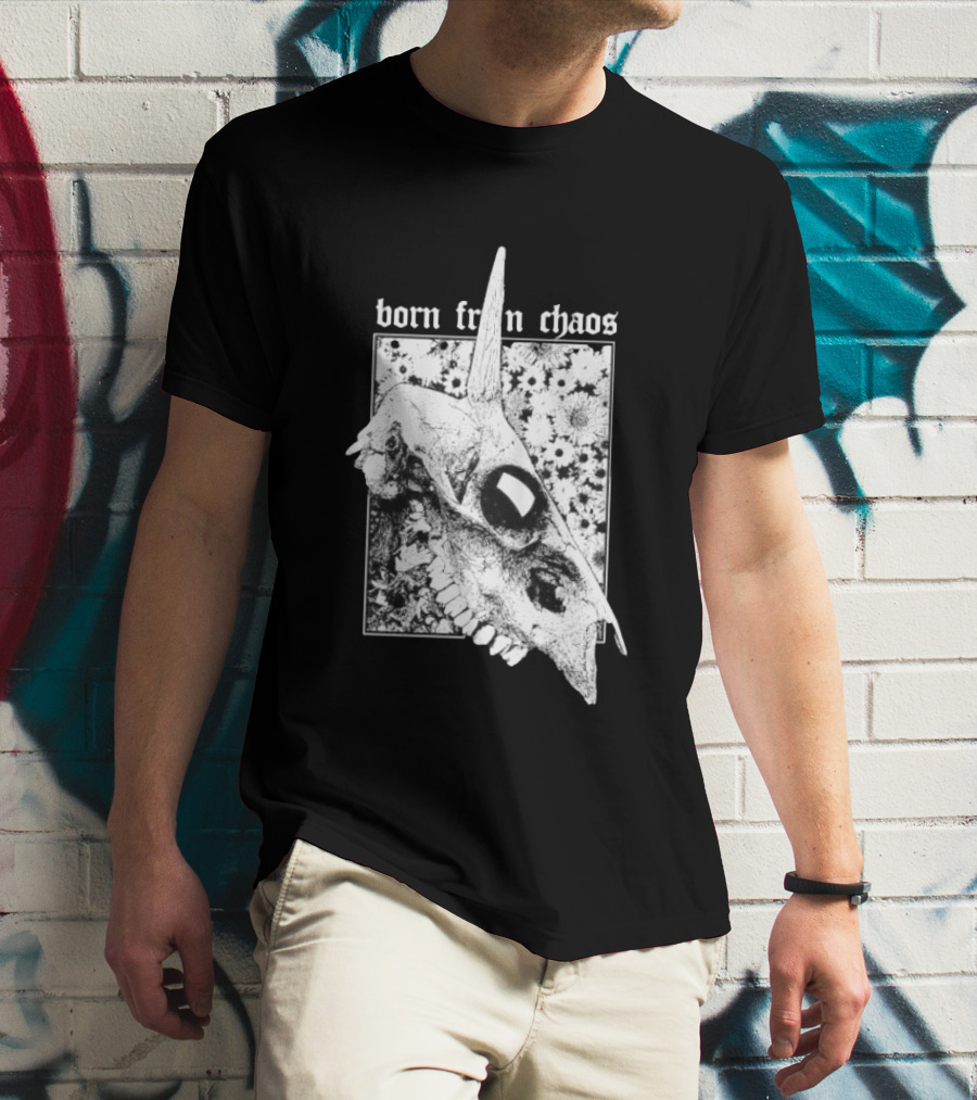 Born From Chaos Animal Skull Floral Gothic Aesthetic T-Shirt