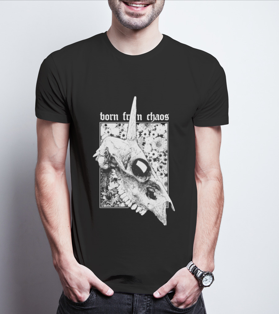 Born From Chaos Animal Skull Floral Gothic Aesthetic T-Shirt