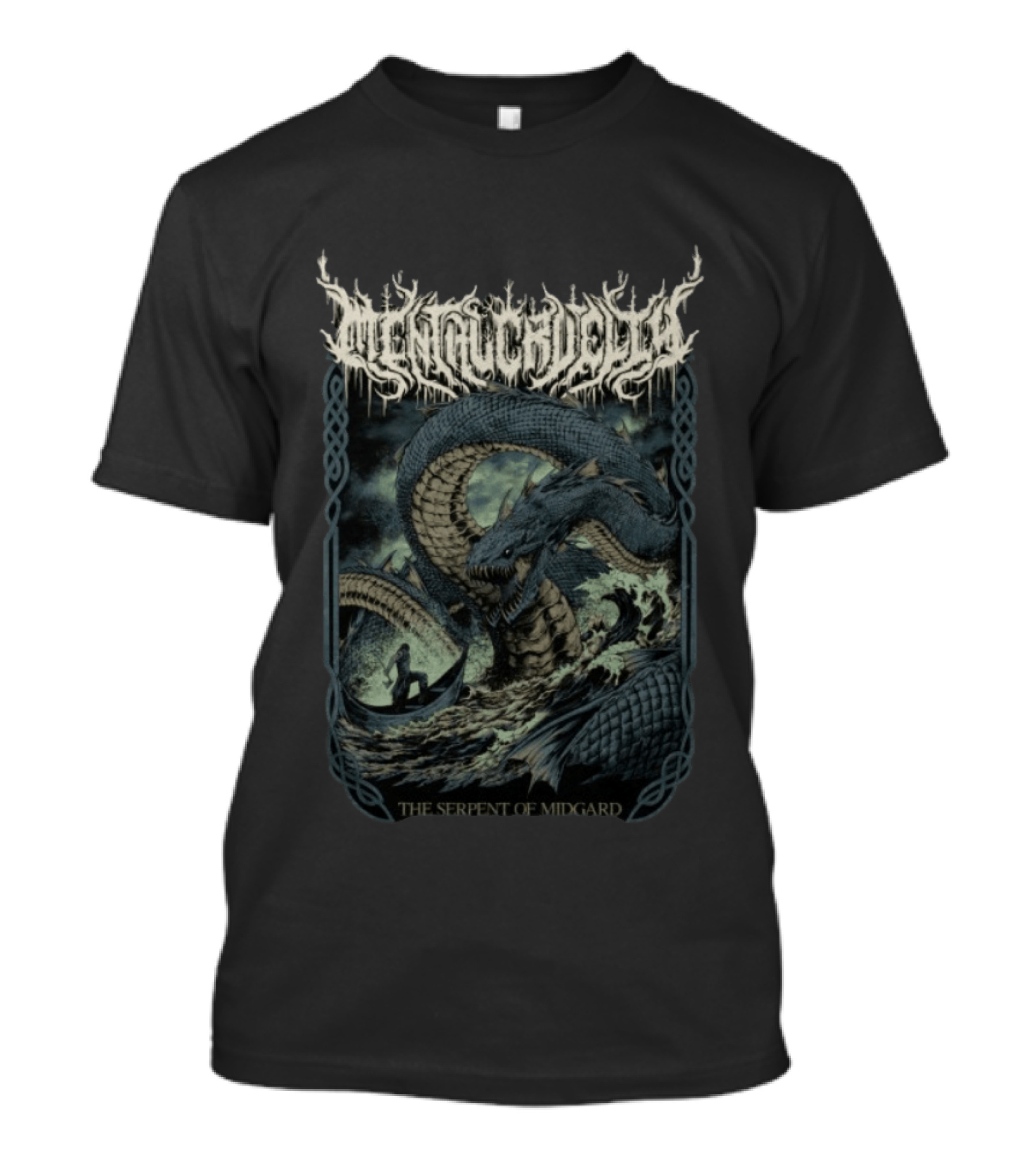 Indiemerchstore Mental Cruelty The Serpent Of Midgard Mythical Sea Monster Norse Viking T-Shirt