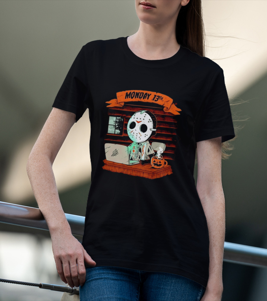 Jason Voorhees Monday 13th Office Work Halloween Horror Movie T-Shirt