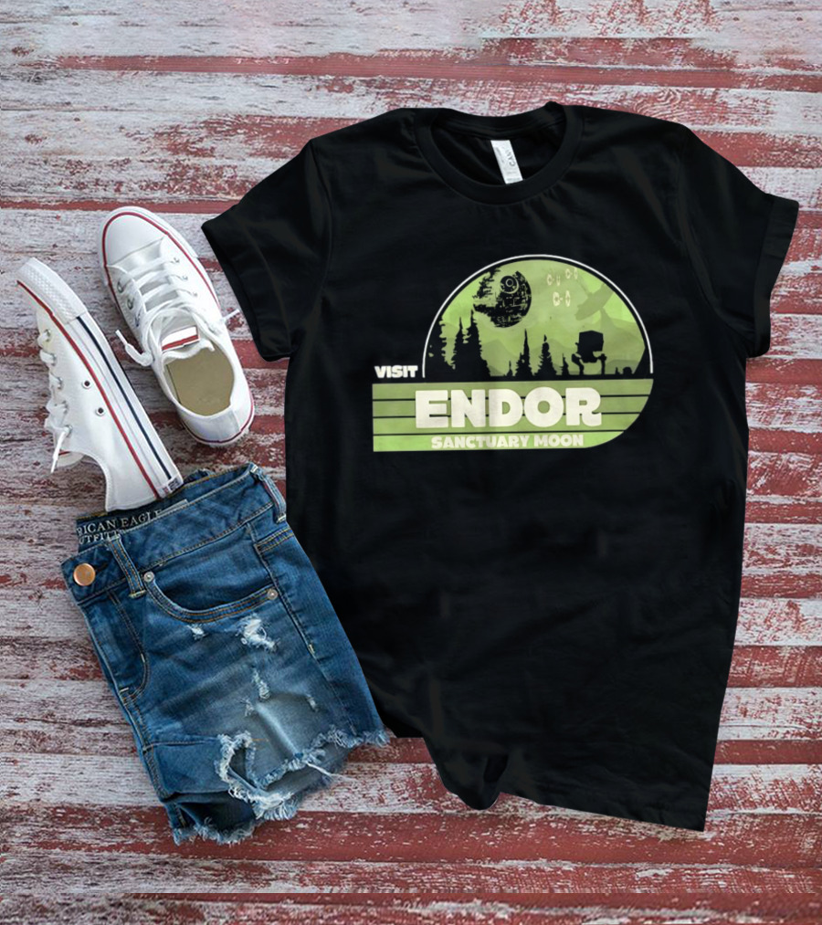 Visit Endor Sanctuary Moon Star Wars Retro Sci Fi Scene T-Shirt