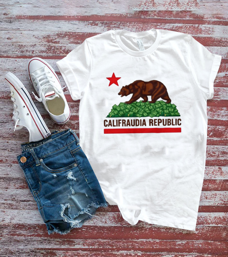 CalifraudIA Republic Bear On Money With Red Star T-Shirt