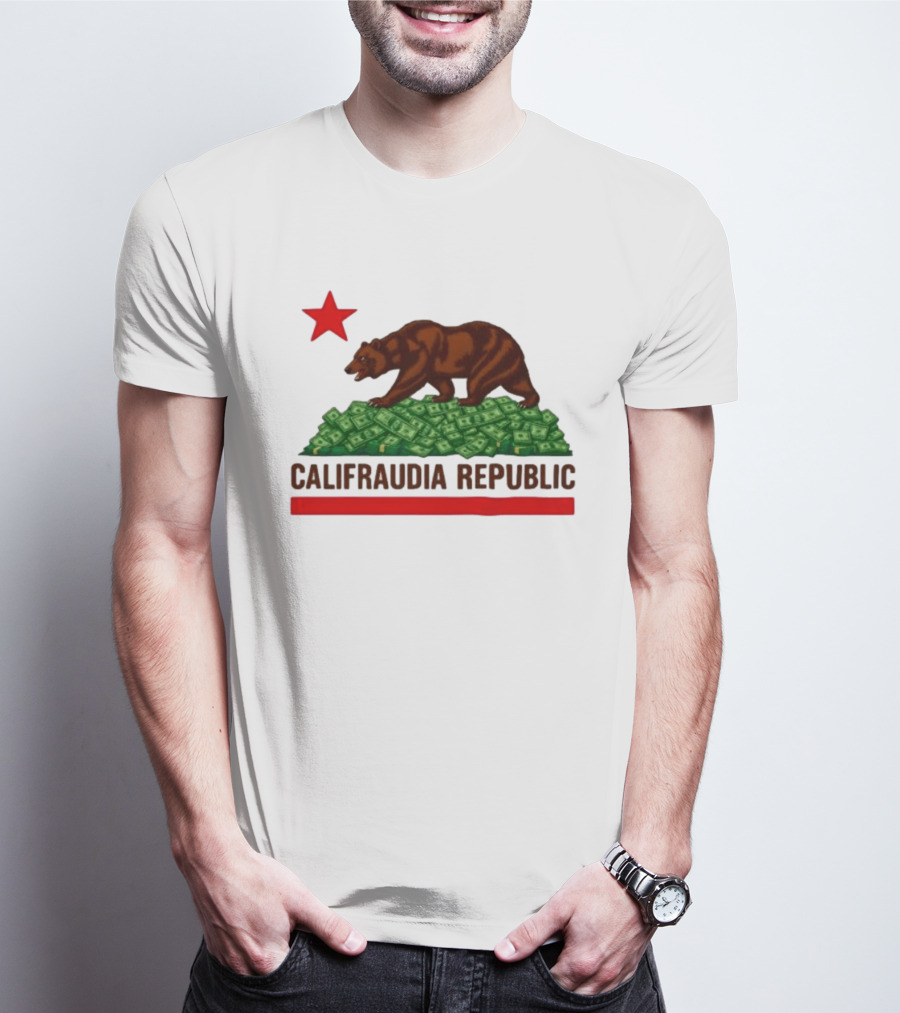 CalifraudIA Republic Bear On Money With Red Star T-Shirt