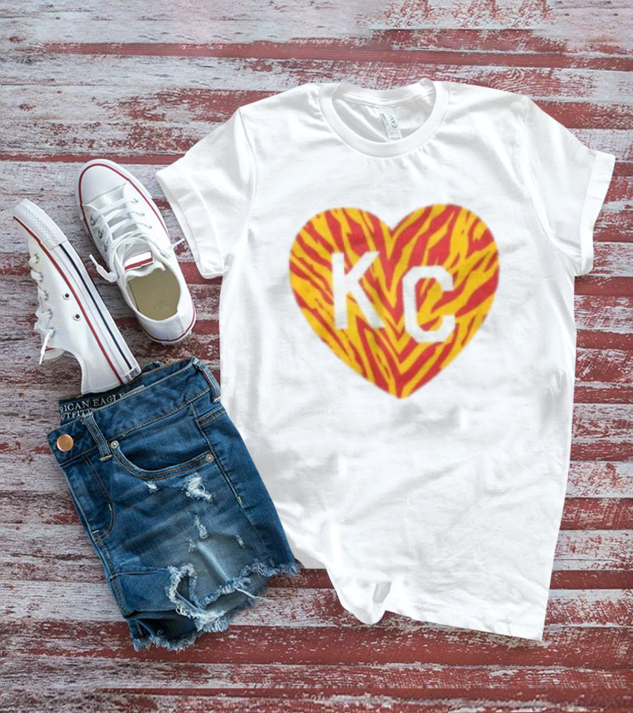 Made In KC Red Yellow Stripes Heart Charlie Hustle T-Shirt