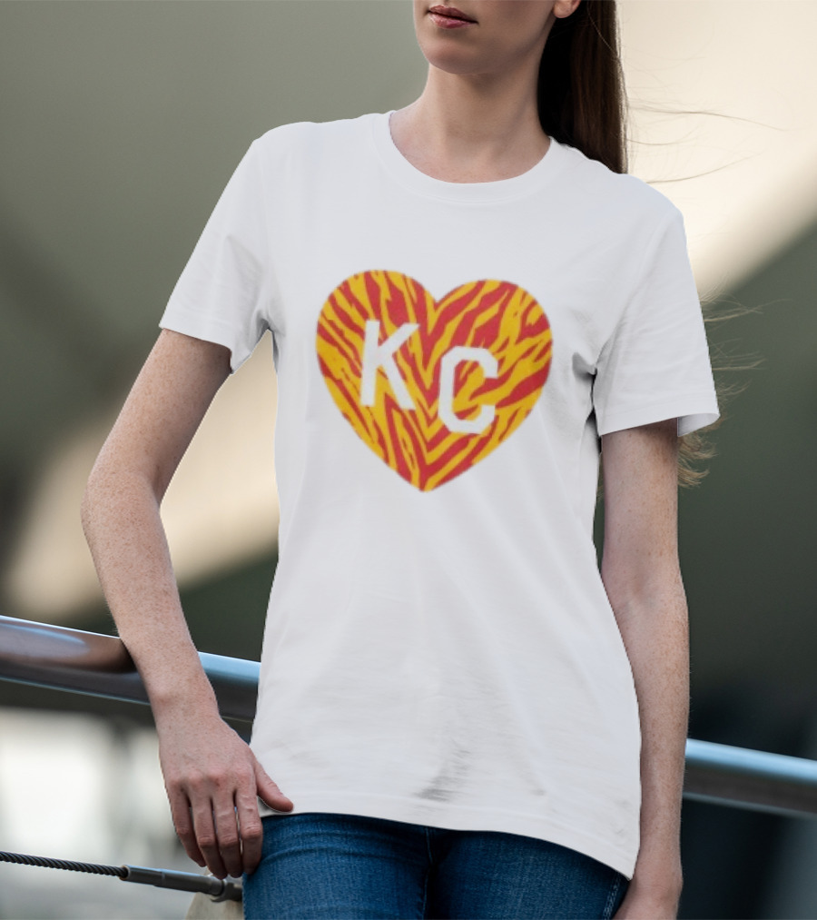 Made In KC Red Yellow Stripes Heart Charlie Hustle T-Shirt