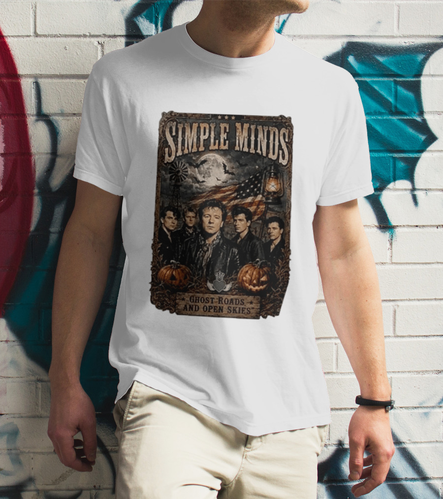 Simple Minds Band Ghost Roads And Open Skies Vintage American Flag T-Shirt