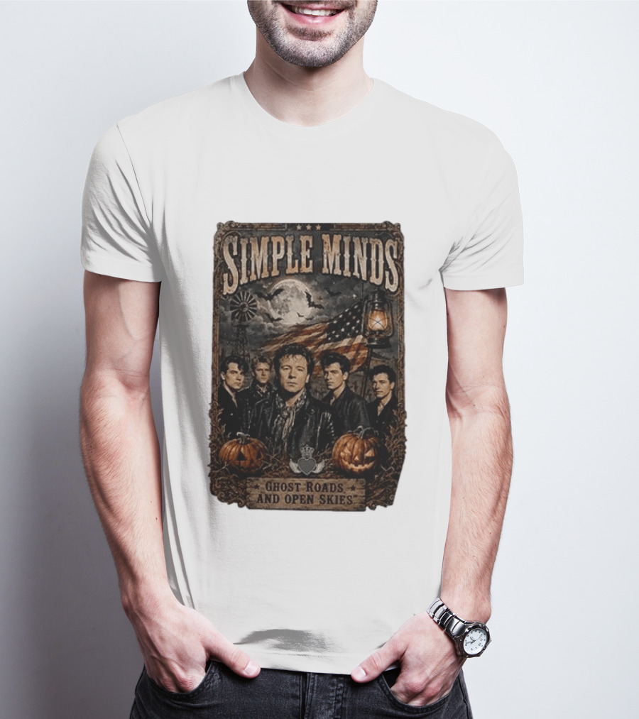 Simple Minds Band Ghost Roads And Open Skies Vintage American Flag T-Shirt