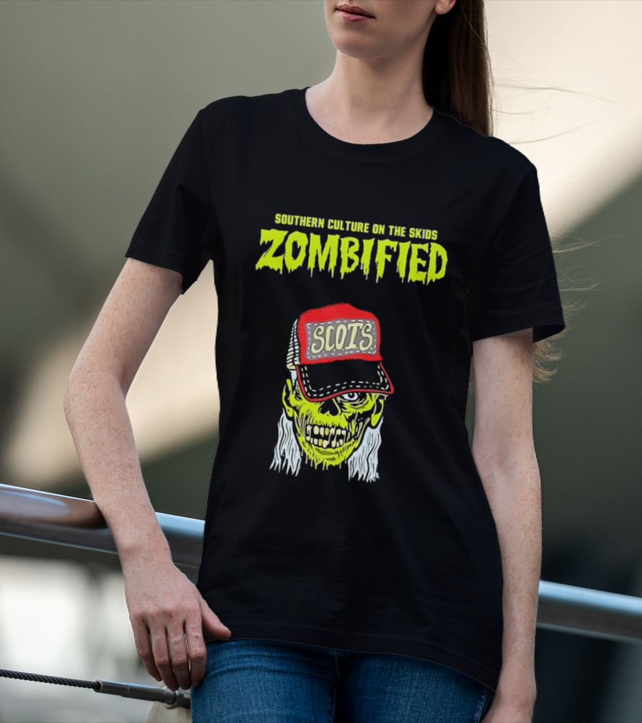 Southern Culture On The Skids Zombified Scots Skeleton With Red Cap T-Shirt