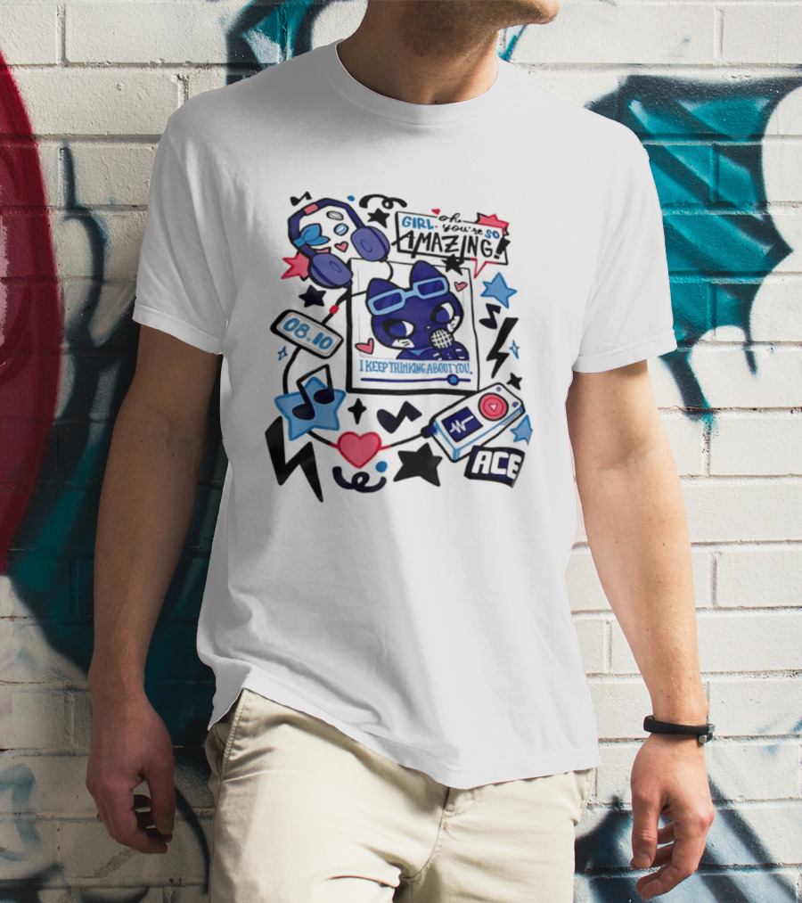 Oh Girl You're So Amazing Ace 0810 Music Style Retro Audio Visuals T-Shirt