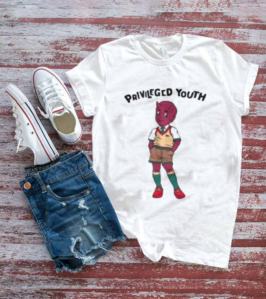 Privileged Youth Cartoon Devil Character Cream Independent Trading Co. Yearbook T-Shirt