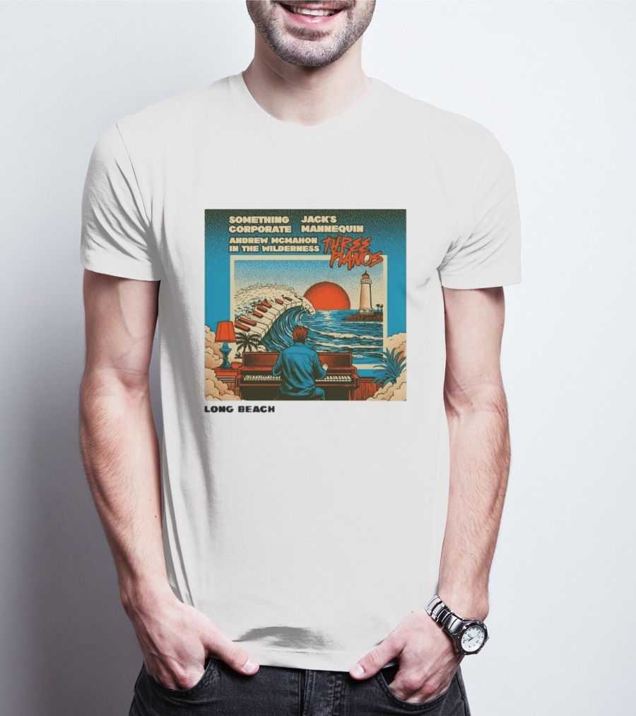 Andrew McMahon Three Pianos Long Beach Concert T-Shirt