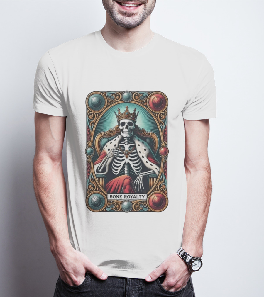 Bone Royalty Gothic Skeleton King Tarot T-Shirt