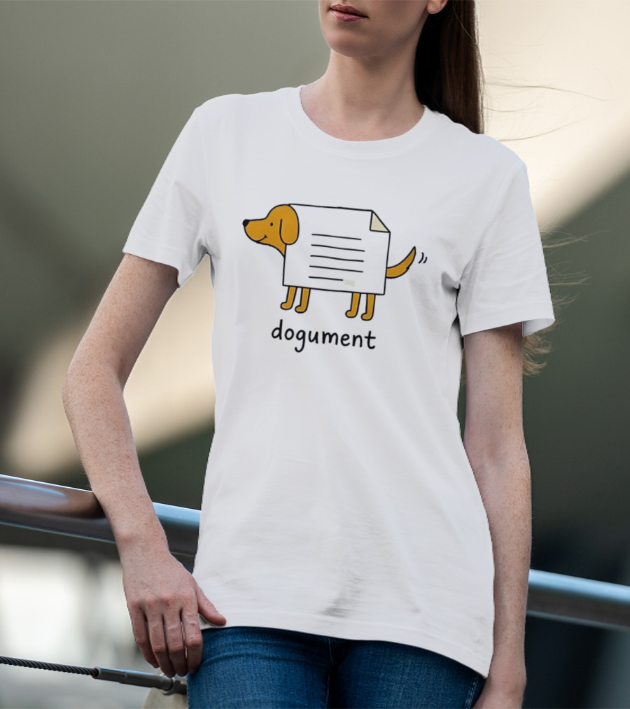 Dogument Dog Paper Pun Document Office T-Shirt