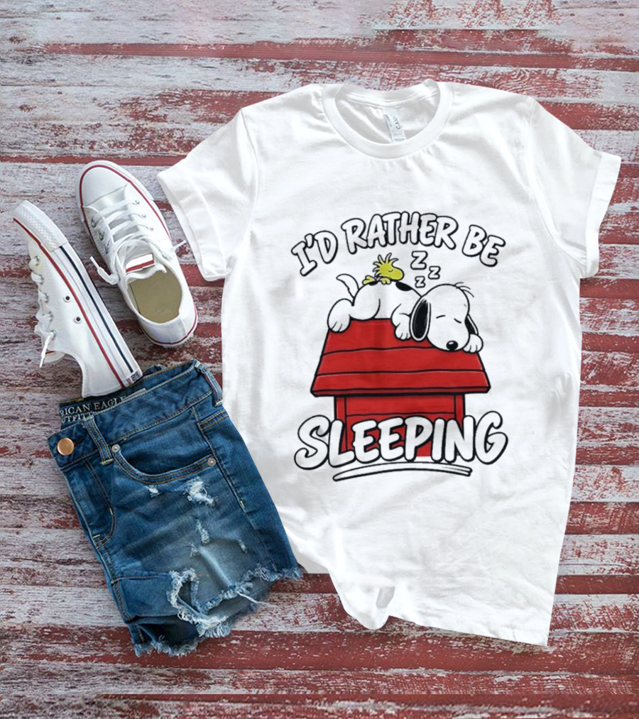 I’d Rather Be Sleeping Snoopy And Woodstock T-Shirt