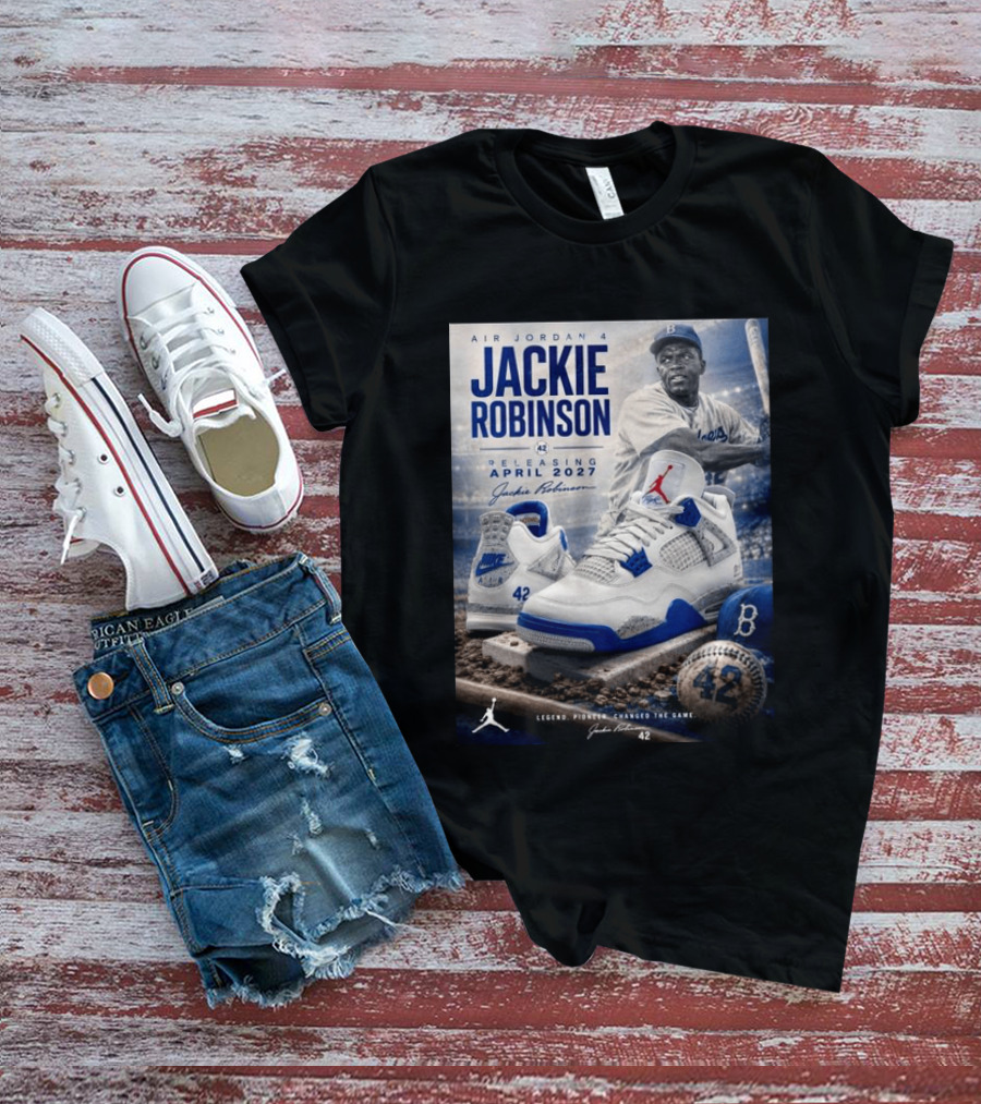 Air Jordan 4 Jackie Robinson April 2027 Release Baseball Legend 42 Nike Dodgers T-Shirt
