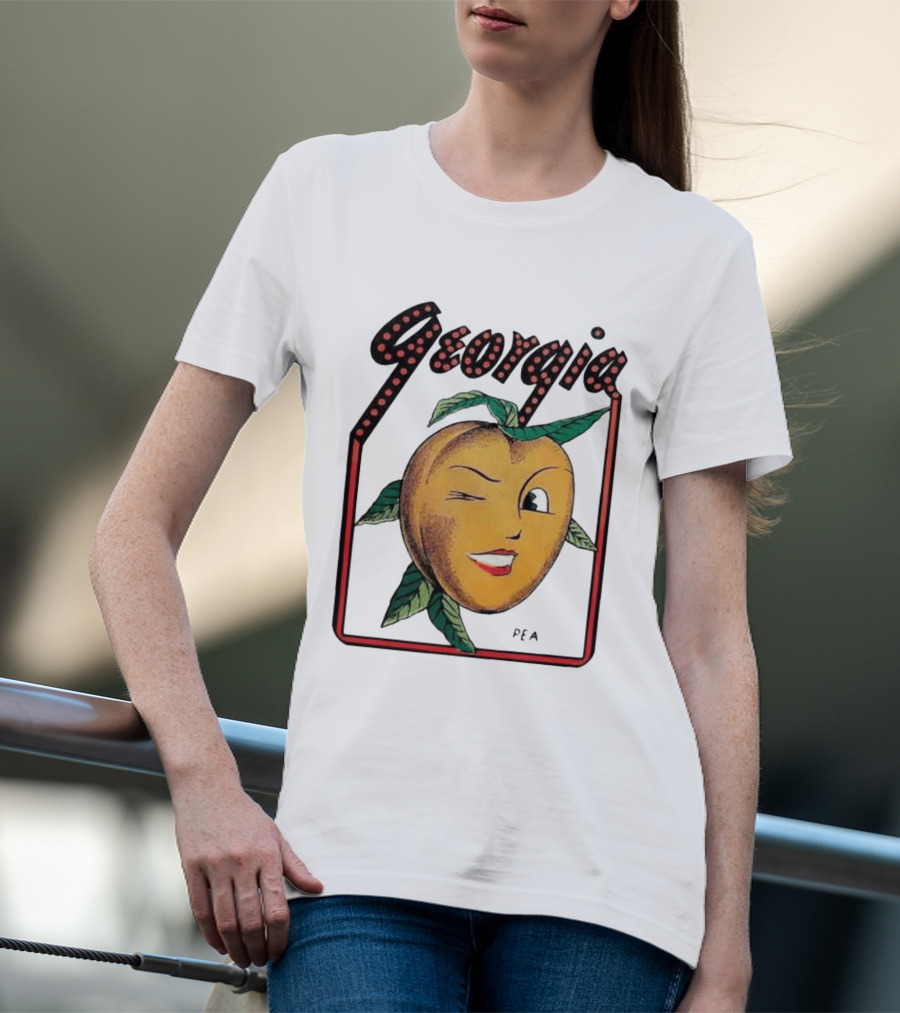 Georgia Peach Vintage Winking Icon Savannah Macon Atlanta Augusta 1950's T-Shirt