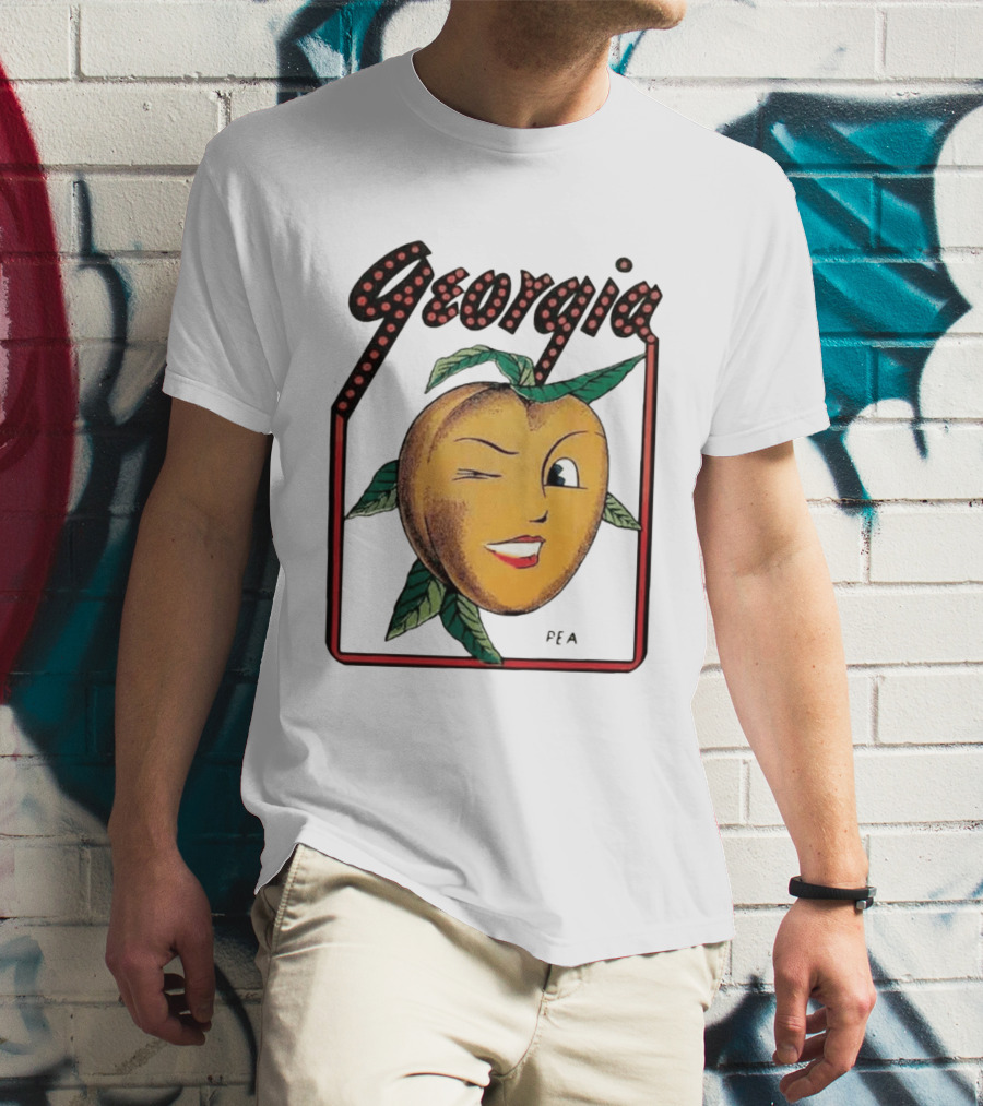 Georgia Peach Vintage Winking Icon Savannah Macon Atlanta Augusta 1950's T-Shirt