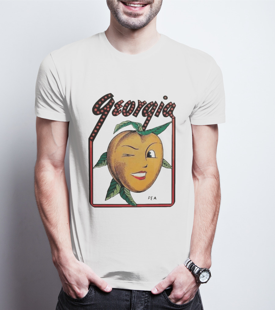 Georgia Peach Vintage Winking Icon Savannah Macon Atlanta Augusta 1950's T-Shirt