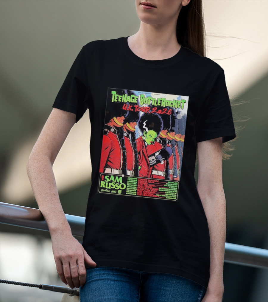 Teenage Bottlerocket UK Tour 2026 Sam Russo Dates Dublin Glasgow Brixton London T-Shirt