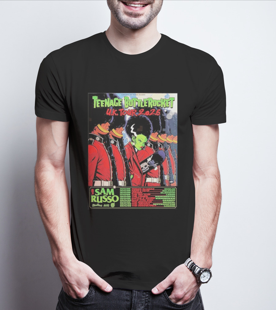 Teenage Bottlerocket UK Tour 2026 Sam Russo Dates Dublin Glasgow Brixton London T-Shirt