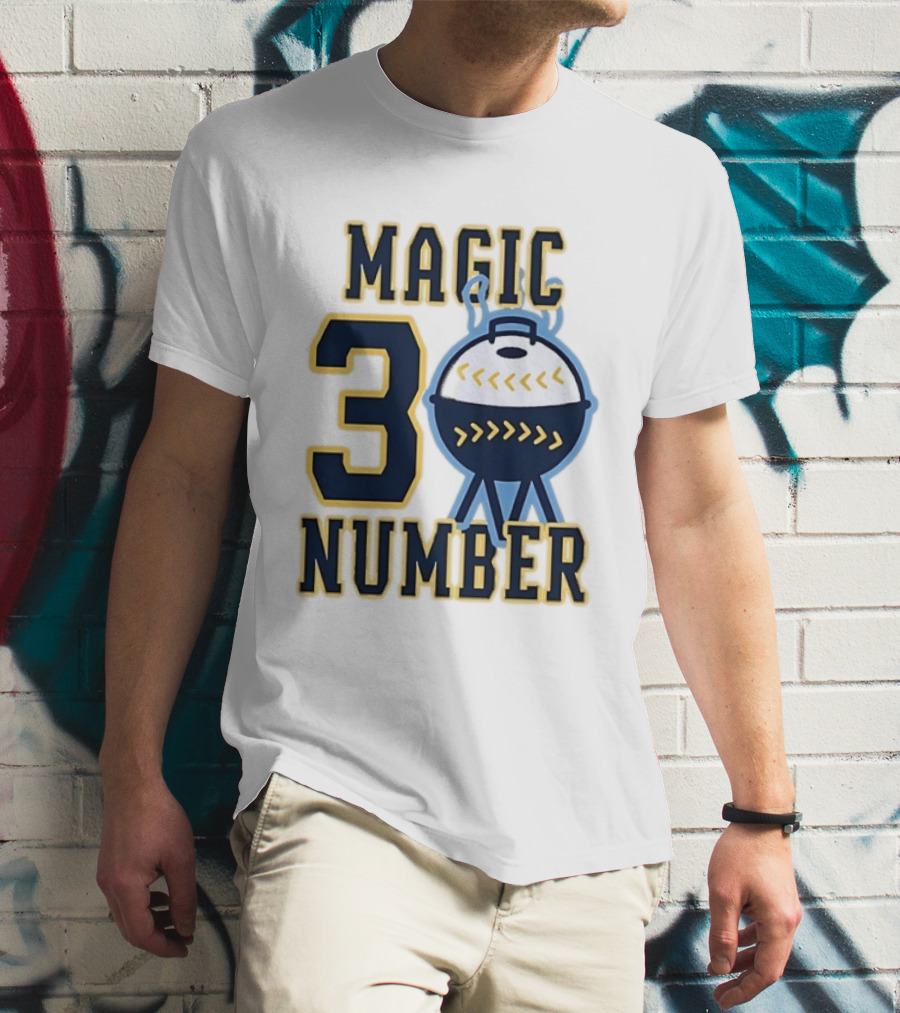 Milwaukee Brewers Magic Number 3 Baseball Grill Sports T-Shirt