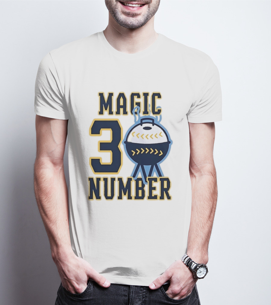 Milwaukee Brewers Magic Number 3 Baseball Grill Sports T-Shirt