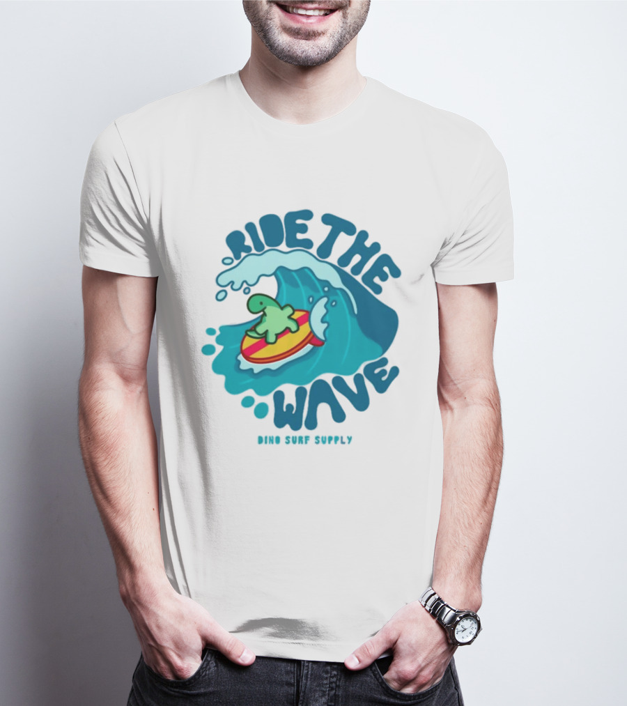 Ride The Wave Turtle Surfing Dino Surf Supply T-Shirt