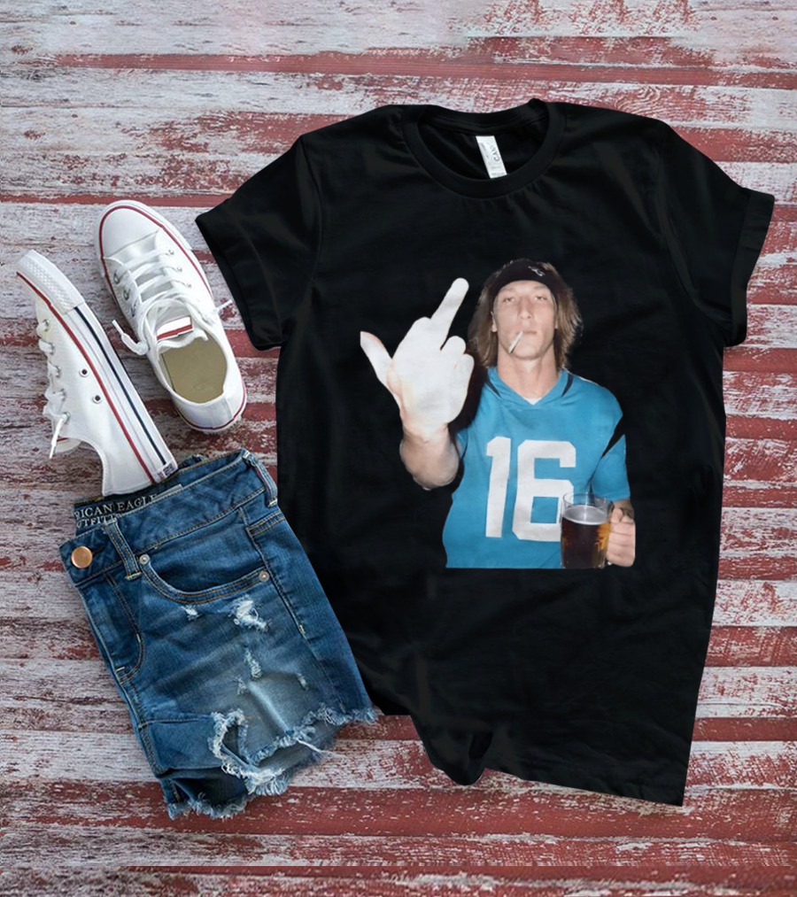 Trevor Lawrence Jersey 16 Middle Finger Beer Cigarette Jacksonville Jaguars T-Shirt