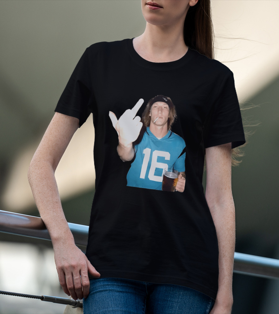 Trevor Lawrence Jersey 16 Middle Finger Beer Cigarette Jacksonville Jaguars T-Shirt