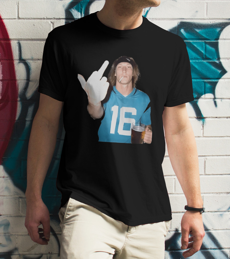 Trevor Lawrence Jersey 16 Middle Finger Beer Cigarette Jacksonville Jaguars T-Shirt