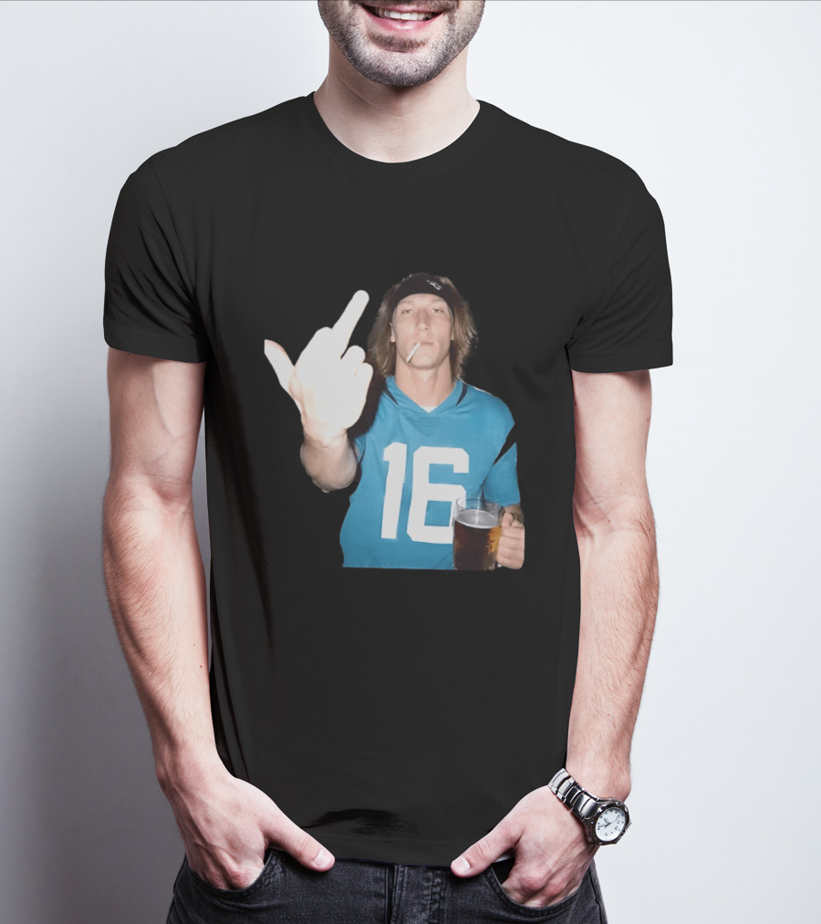 Trevor Lawrence Jersey 16 Middle Finger Beer Cigarette Jacksonville Jaguars T-Shirt