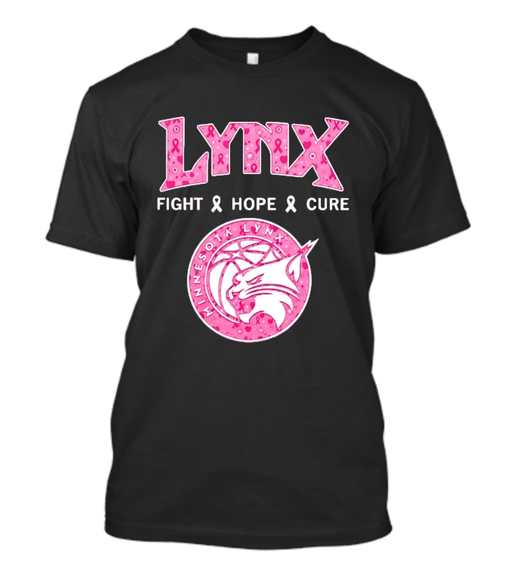 Minnesota Lynx Fight Hope Cure Breast Cancer Awareness Pink Ribbon T-Shirt