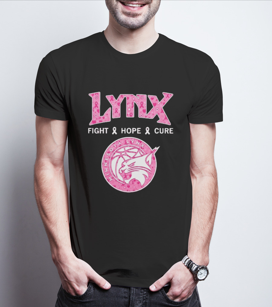 Minnesota Lynx Fight Hope Cure Breast Cancer Awareness Pink Ribbon T-Shirt