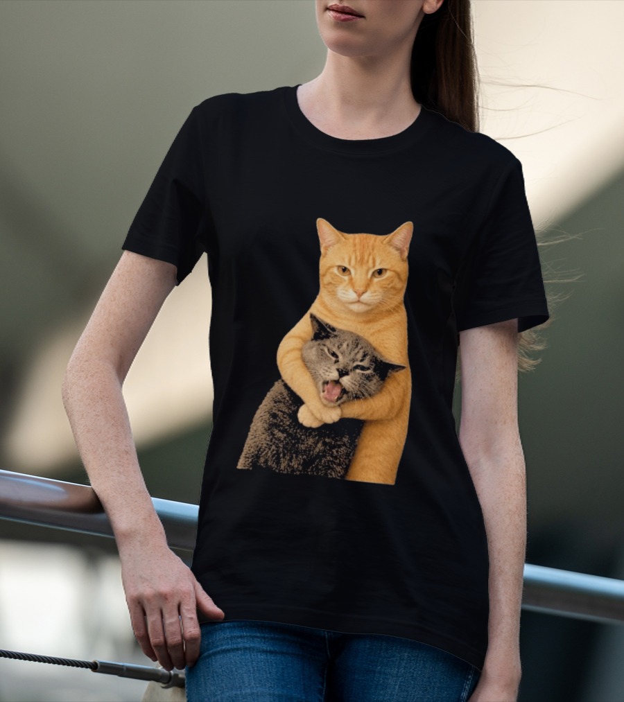 Cat Fight Meme Hugging Cats Funny Pet Lovers T-Shirt