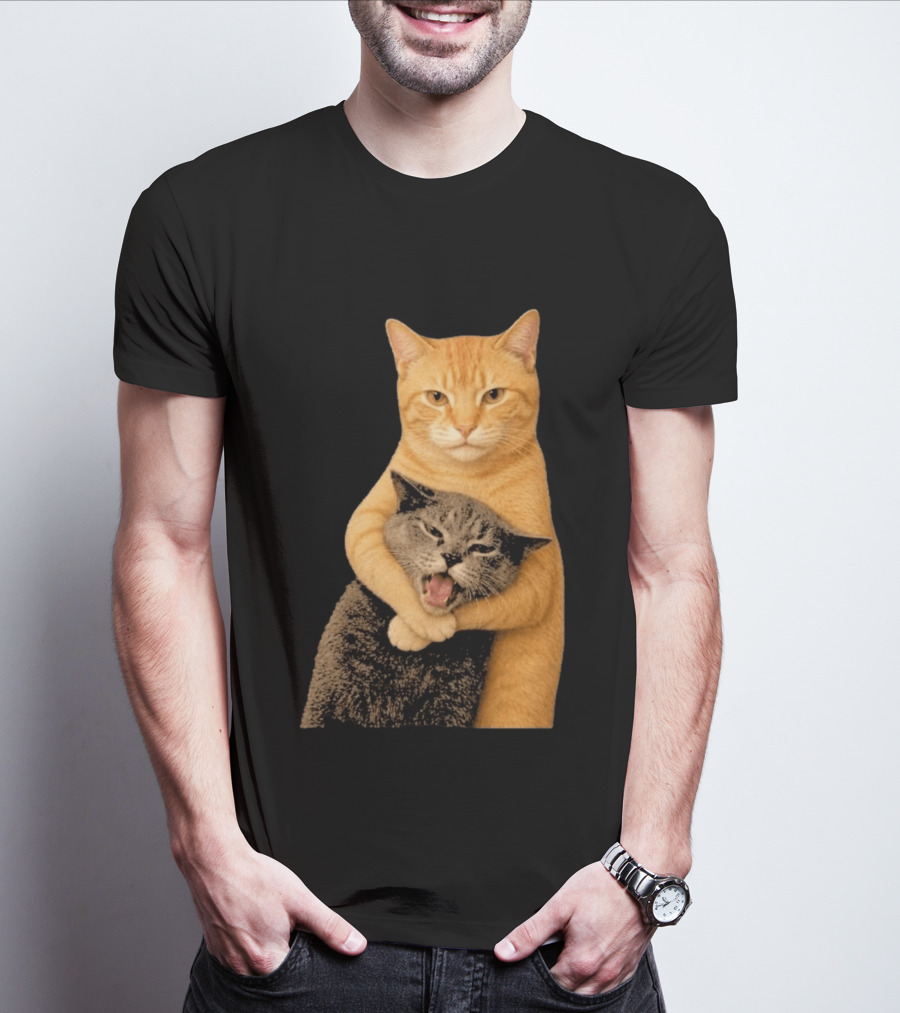 Cat Fight Meme Hugging Cats Funny Pet Lovers T-Shirt