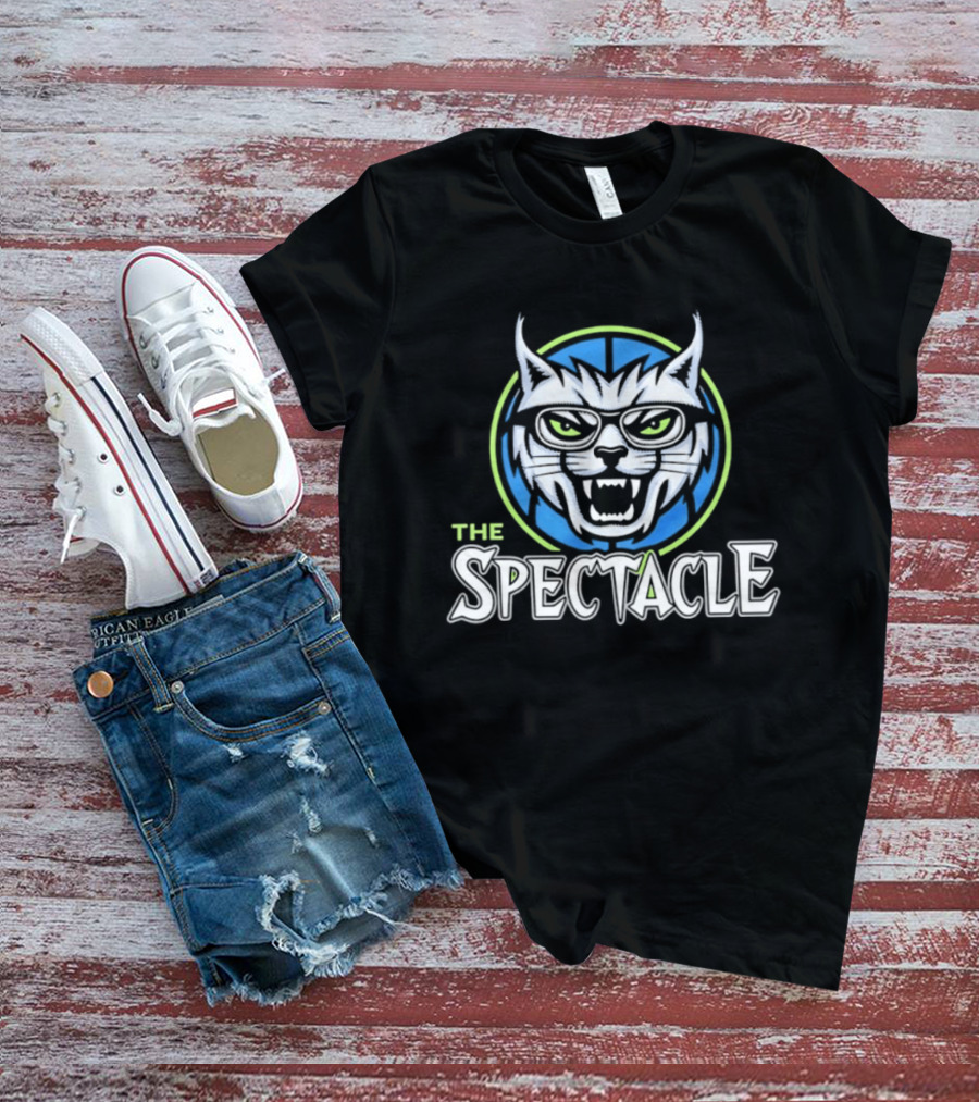 The Spectacle Cat With Glasses Feline Roaring Icon In Blue Circle T-Shirt