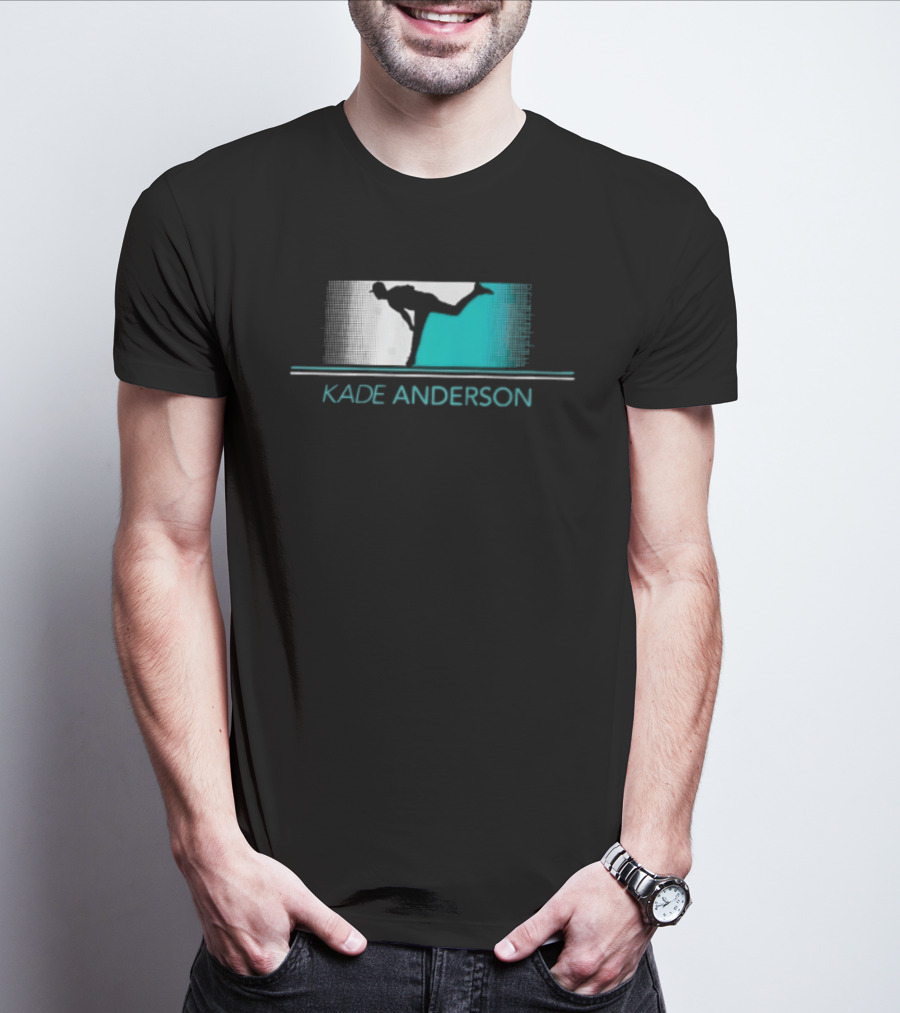 Kade Anderson Baseball Pitcher Halftone Teal T-Shirt