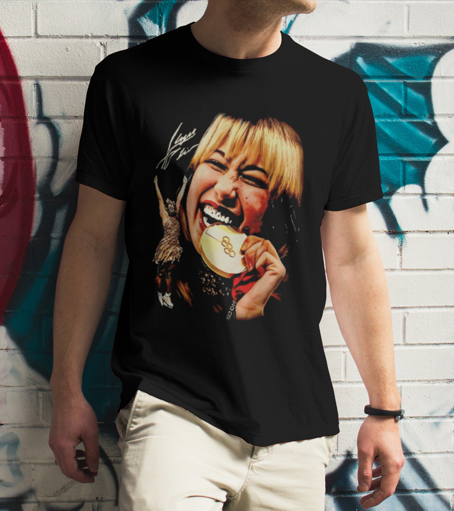 Tara Lipinski Olympic Gold Medal Celebration Iconic Figure Skater Image T-Shirt