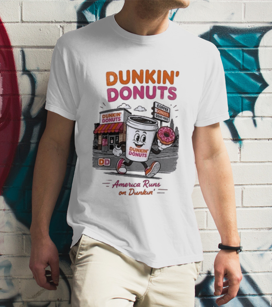 Dunkin' Donuts Coffee Good Vibes America Runs On Dunkin T-Shirt