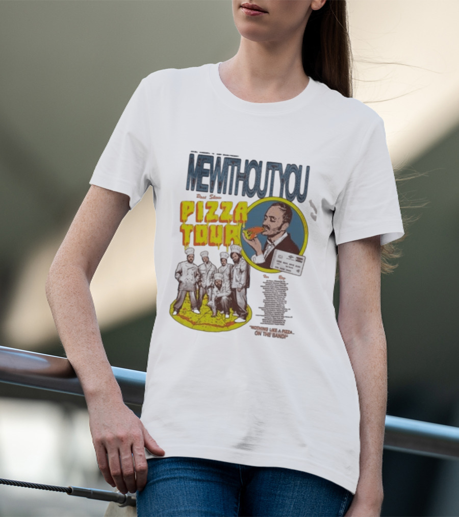MeWithoutYou Pizza Tour Band Eating Slice T-Shirt