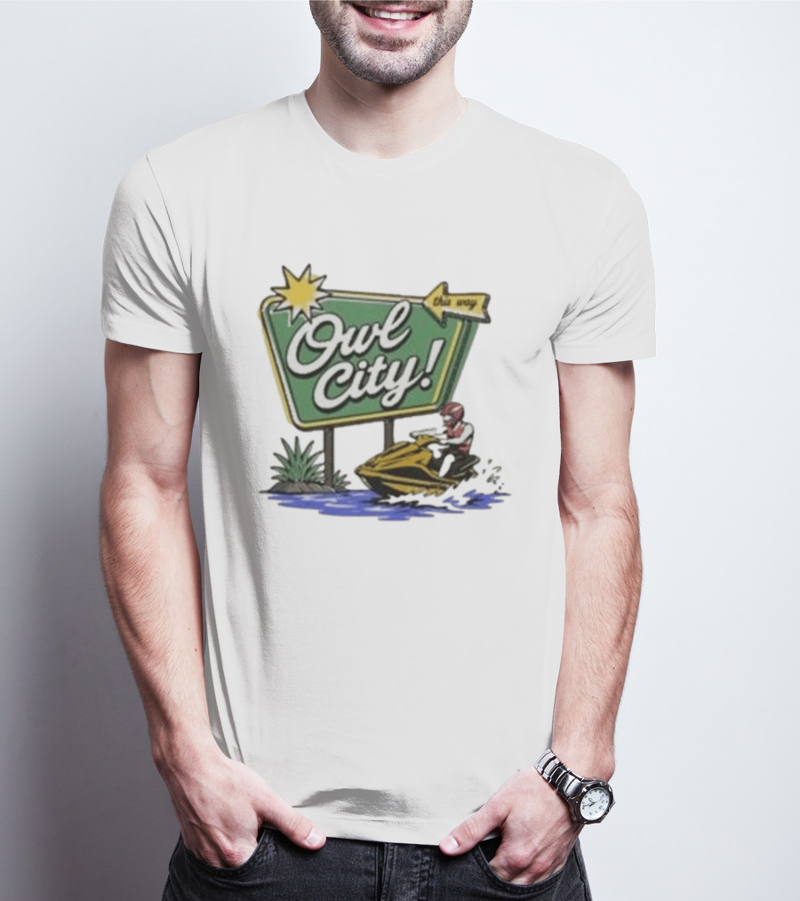 Owl City Music Welcome To Owl City Jet Ski Adventure Sign T-Shirt