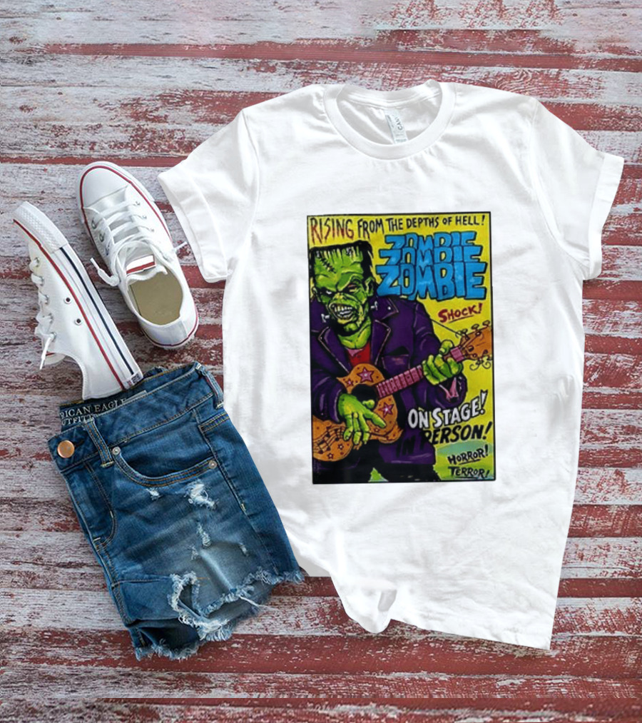 Rising From The Depths Of Hell Zombie On Stage In Person Horror Terror Shock T-Shirt