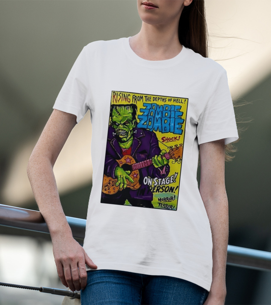 Rising From The Depths Of Hell Zombie On Stage In Person Horror Terror Shock T-Shirt